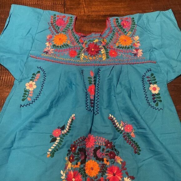 Girls Mexican Dress Puebla Short Sleeve - Picture 4 of 7